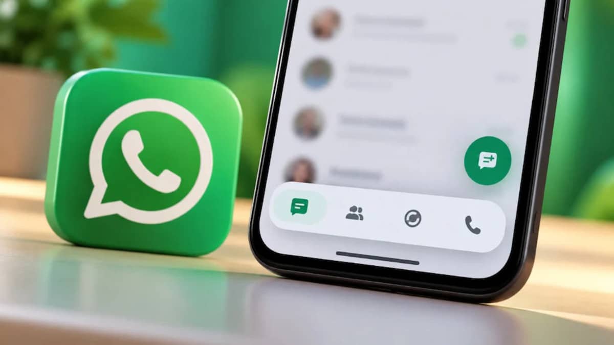 Illustration representing WhatsApp interface redesign on an Android mobile device