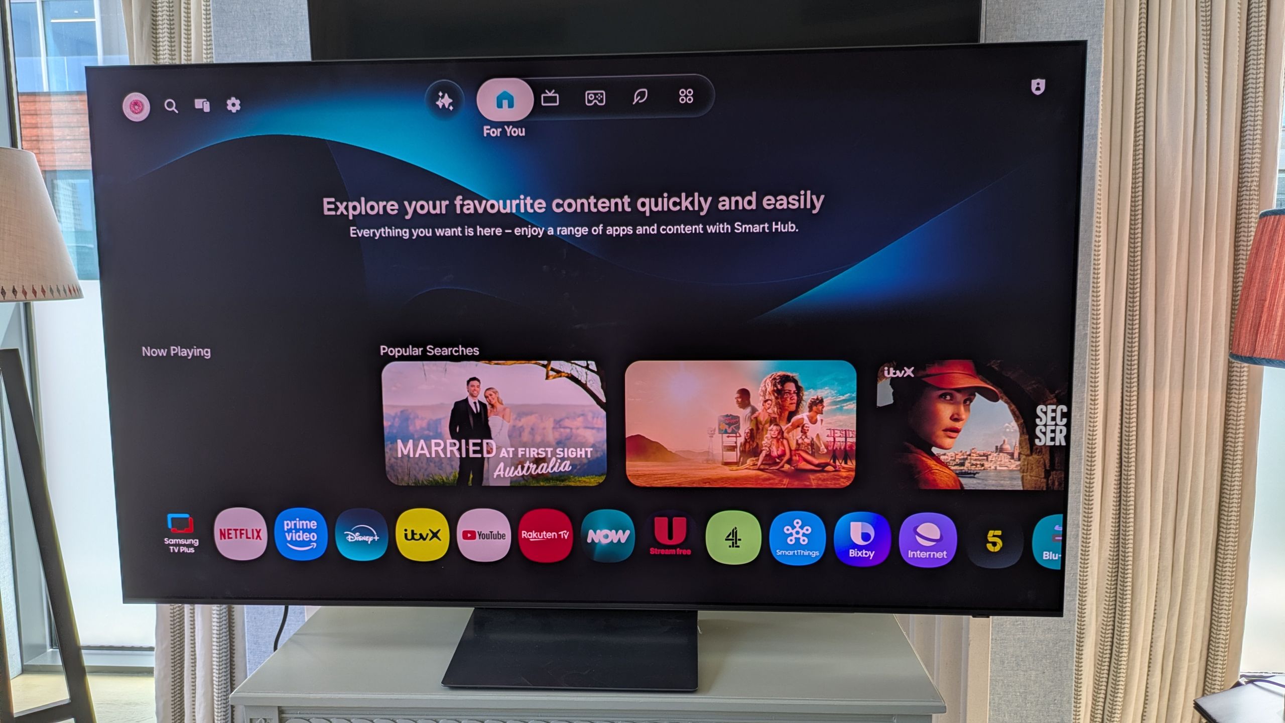 Samsung S90H mid-range OLED television with anti-reflective Glare Free display