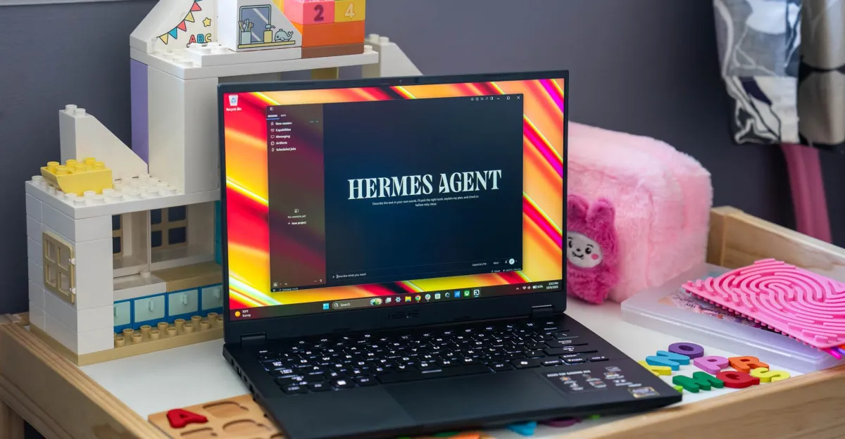 A modern desktop computer setup running local artificial intelligence software